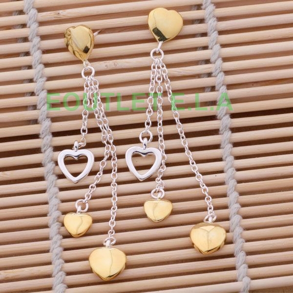 75mm SEXY HEARTS 2-TONE DANGLE EARRINGS